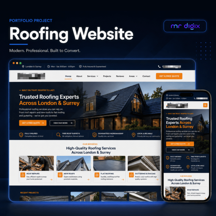Roofing Website Design By MR DIGIX UK