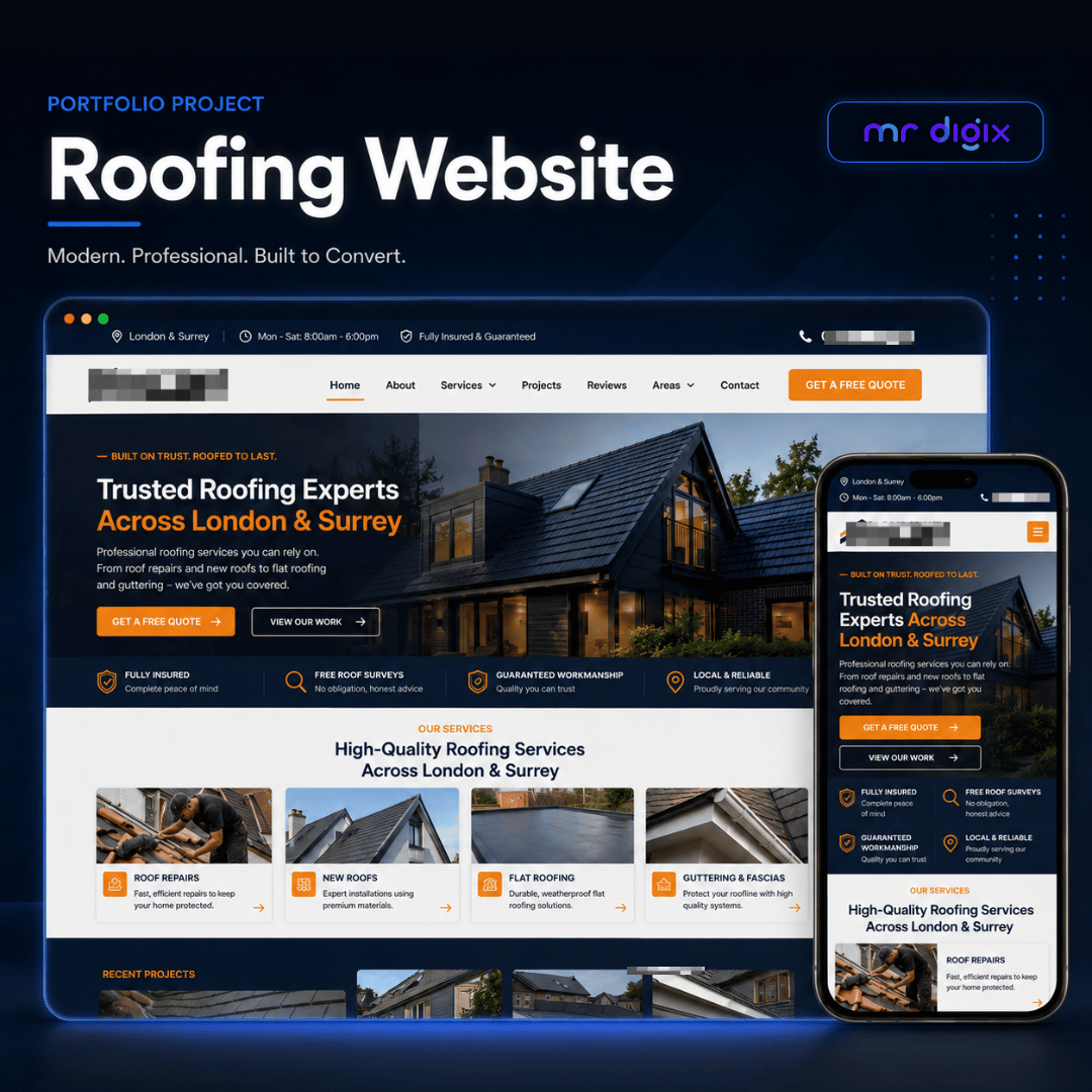 Roofing Website Design By MR DIGIX UK
