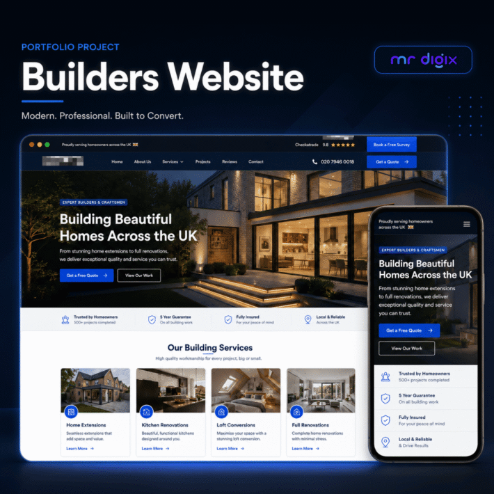 Builder Website Design London By MR DIGIX UK